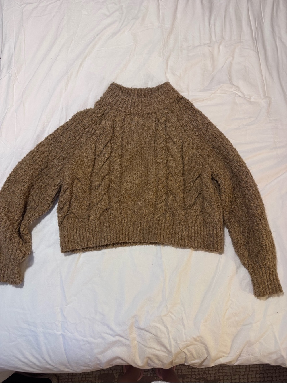 Universal Thread Brown Cable Knit Cropped Turtleneck Sweater